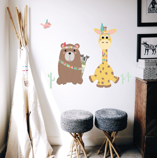 De nieuwe collectie; Indianen dieren muurstickers