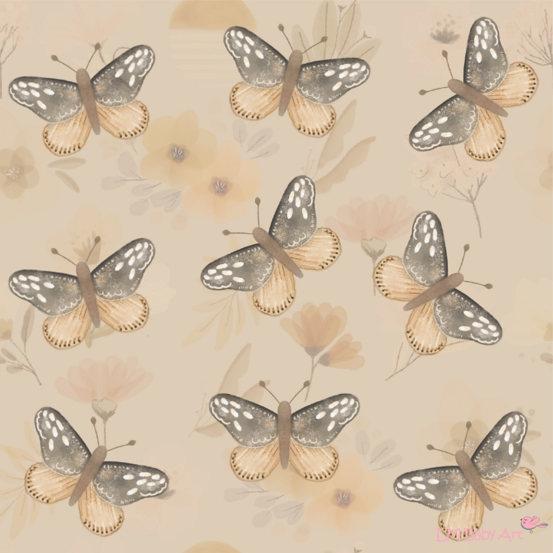 Hoeslaken ledikant 60x120cm - Sunny Bloom vlinders - LM Baby Art