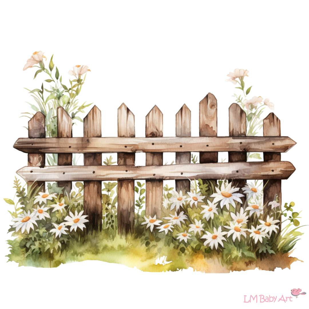 Muursticker hekje met bloemetjes - LM Baby Art