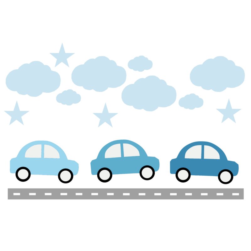 Blauwe auto´s muursticker set - LM Baby Art