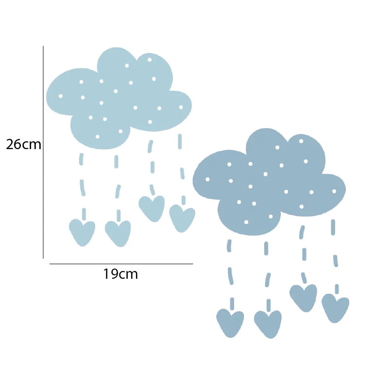 My little rainbow - Wolken met hartjes muurstickers - LM Baby Art
