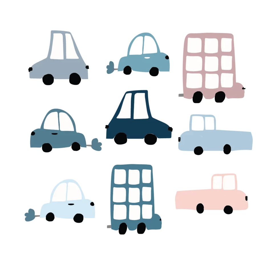 Auto muursticker set | Auto muurdecoratie kinderkamer