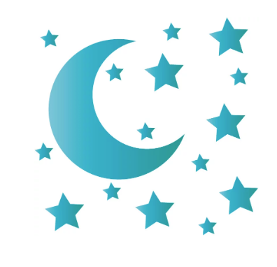 Turquoise maan en sterren muurstickers