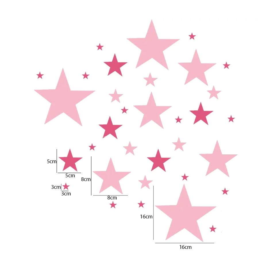 Sterrenmix muurstickers - 2 kleuren - LM Baby Art