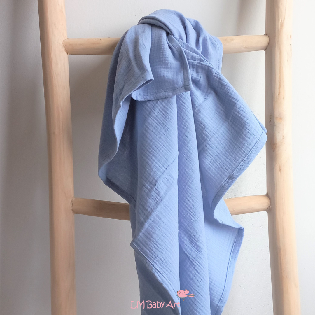 Hydrofiele swaddledoek XL - Dusty blue - 120x120xm - LM Baby Art