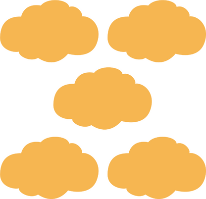 Oker gele wolken muurstickers set van 5 stuks