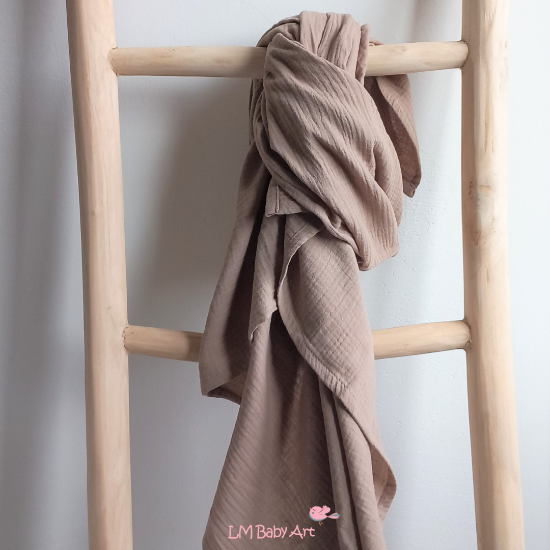 Hydrofiele swaddledoek XL - Taupe - 120x120xm - LM Baby Art
