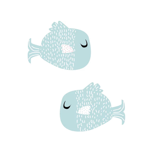 Licht blauwe visjes muurstickers uit de Fishie FIshies collectie