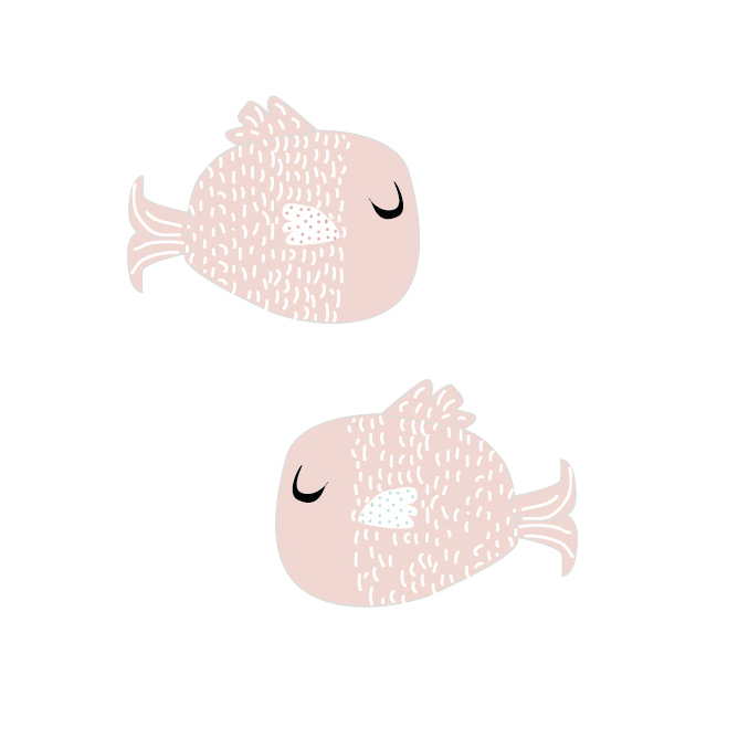 Zalm roze visjes muurstickers uit de Fishie Fishies collectie