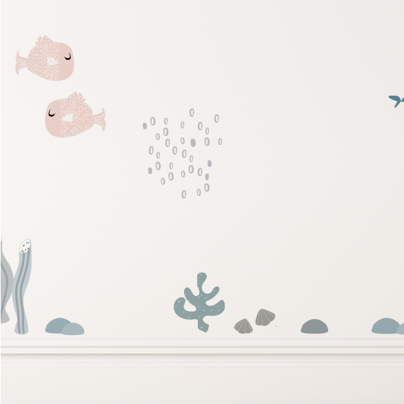 Muurstickers schattige visjes | Diverse varianten - LM Baby Art | Muurdecoratie voor de allerkleinsten