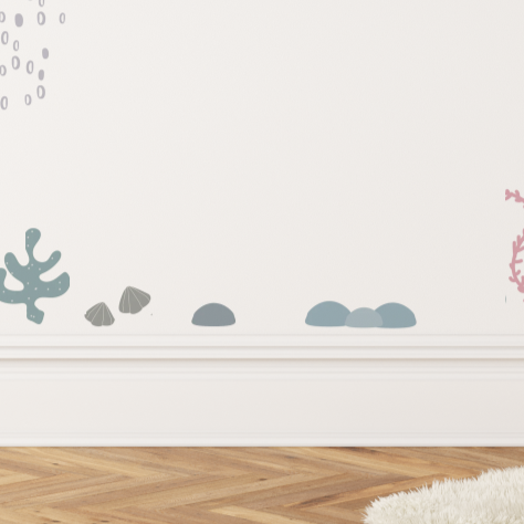 Stenen en schelpen muurstickers - LM Baby Art | Muurdecoratie voor de allerkleinsten