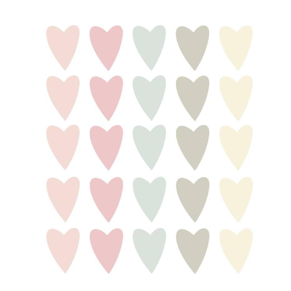 Gekleurde hartjes muurstickers - LM Baby Art