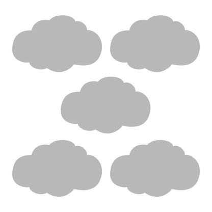 Grijze wolken muurstickers set van 5 stuks