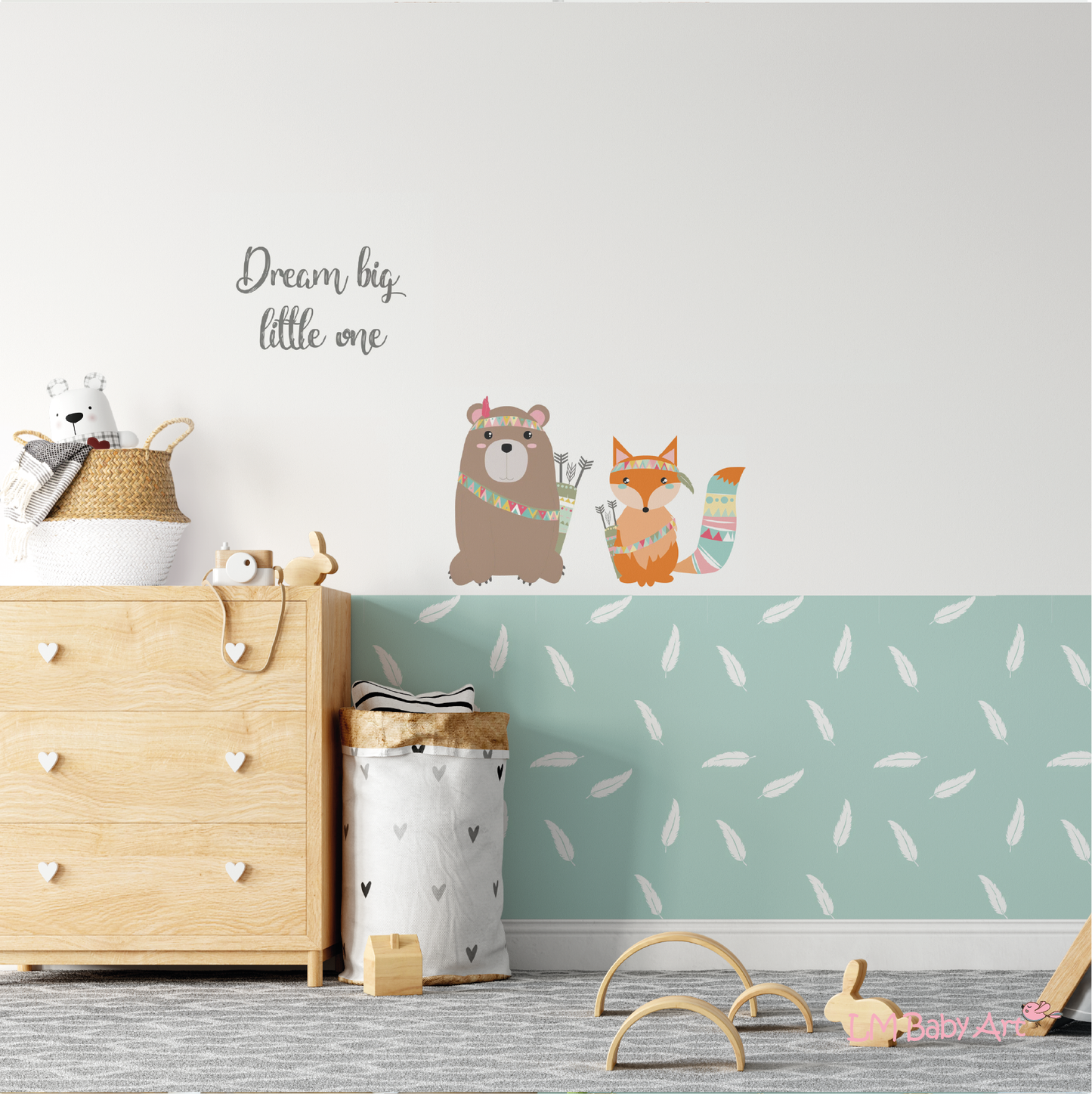 Tekst muursticker; Dream big little one | 30x19cm - LM Baby Art | Muurdecoratie voor de allerkleinsten