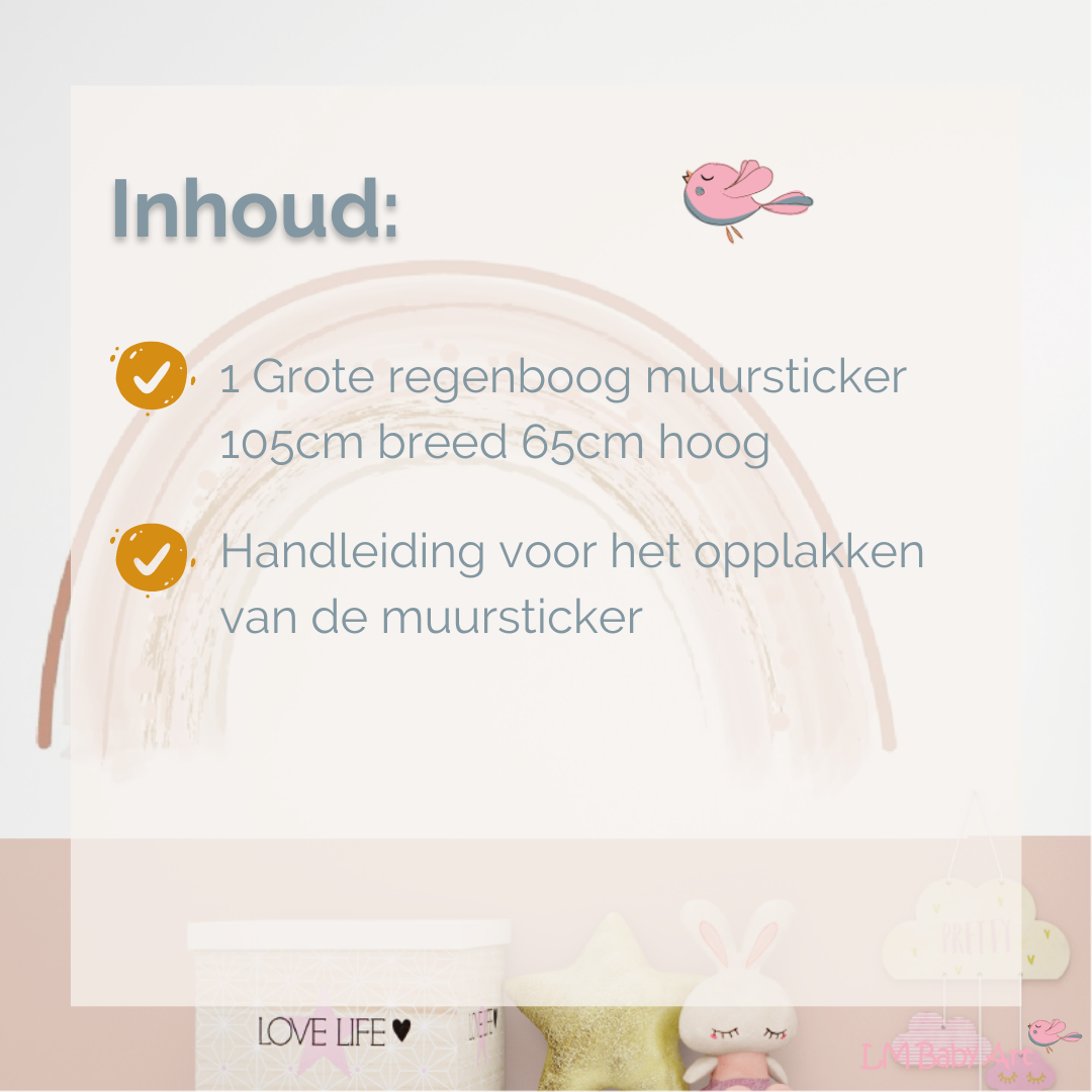 Muursticker grote regenboog - Nude tinten - LM Baby Art