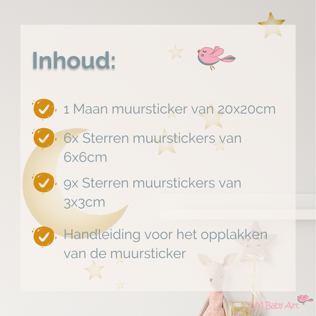 Maan en sterren muurstickers | Diverse varianten - LM Baby Art