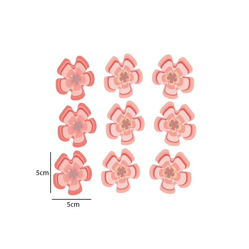 Afmetingen van de bloemen muursticker set