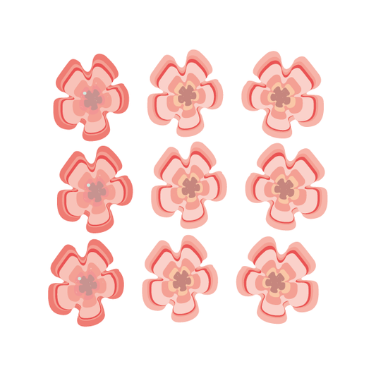 Rode bloemen muursticker set