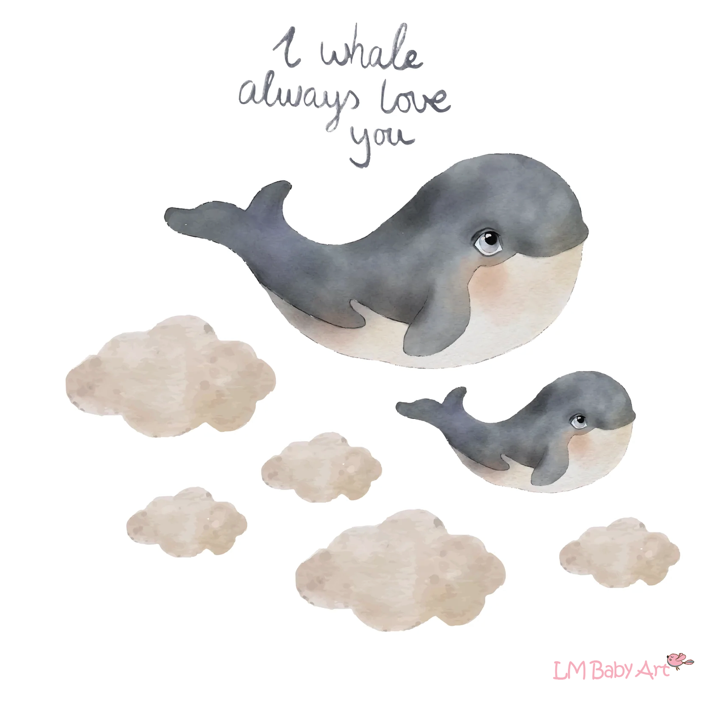 Muursticker set | Walvissen collectie - LM Baby Art | Muurdecoratie voor de allerkleinsten