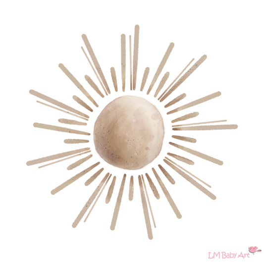 Muursticker zon bruin