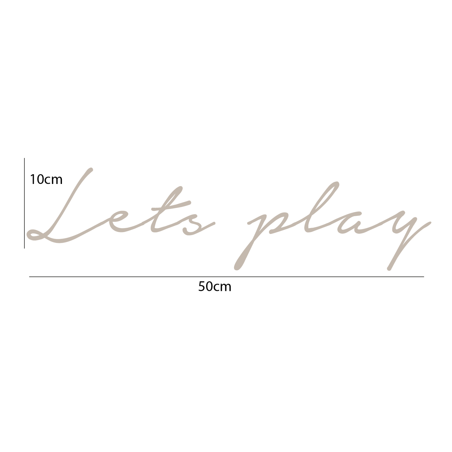 Afmetingen tekst muursticker lets play