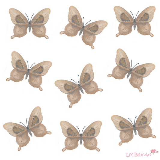 Beige vlinder muurstickers