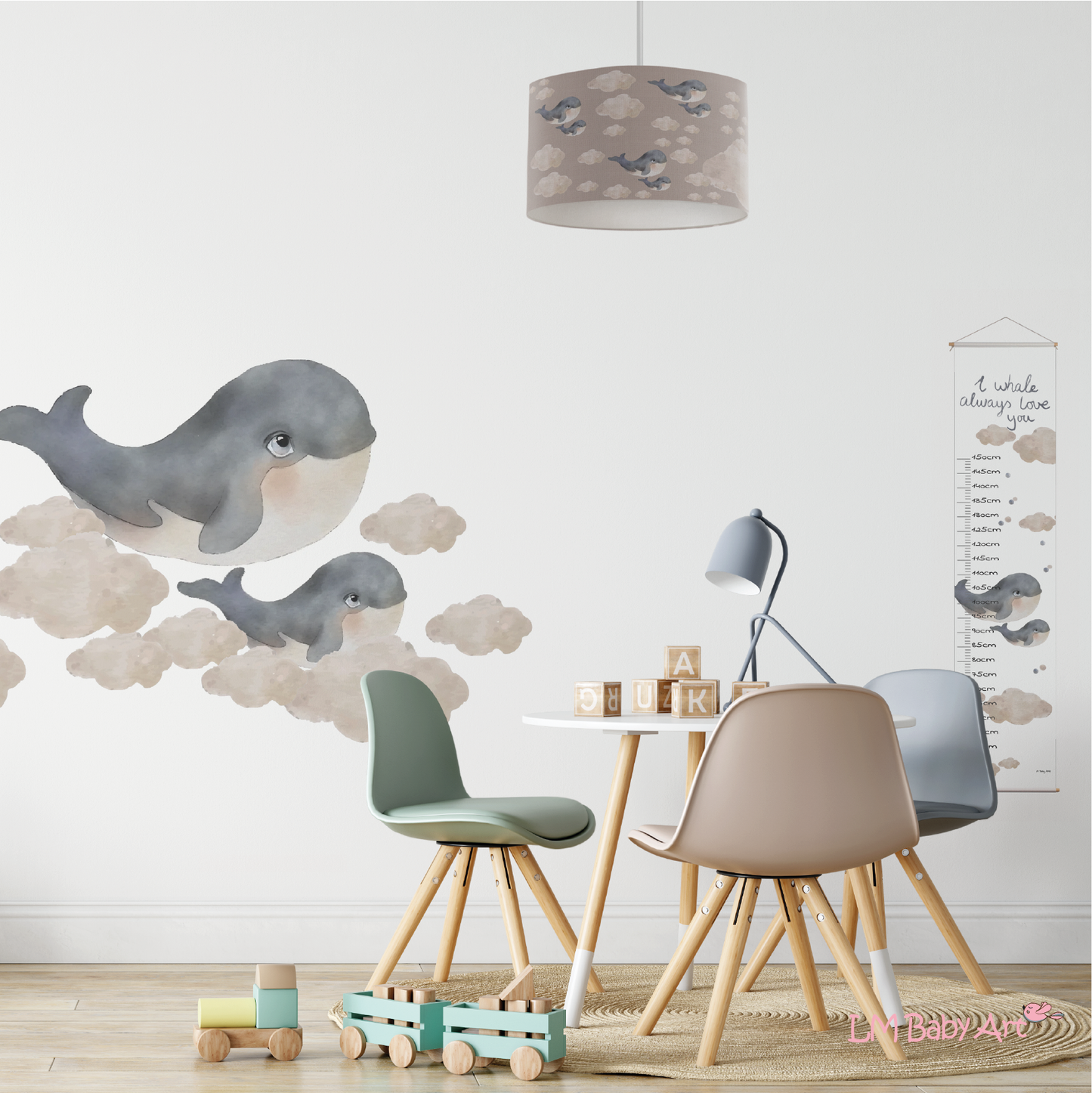 Groeimeter walvissen - LM Baby Art | Muurdecoratie voor de allerkleinsten