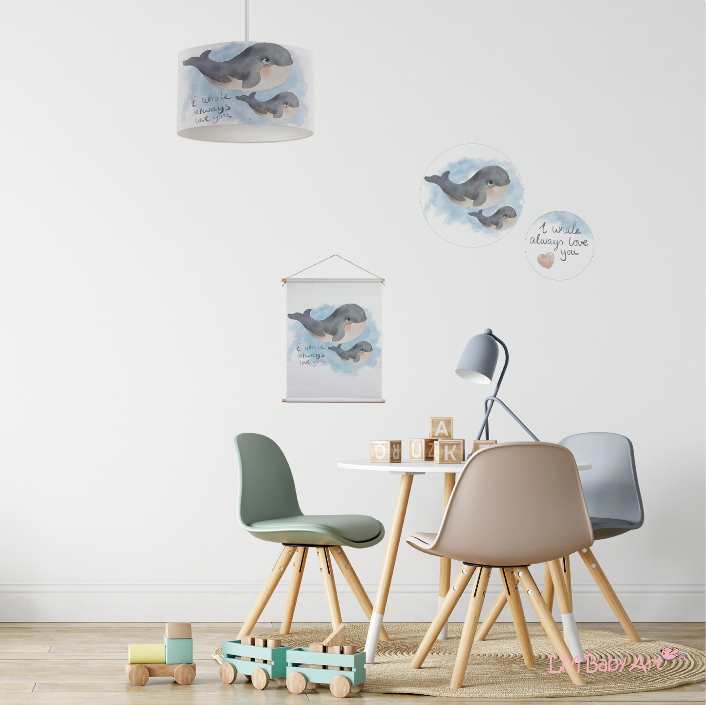 Muurcirkel I whale always love you - LM Baby Art