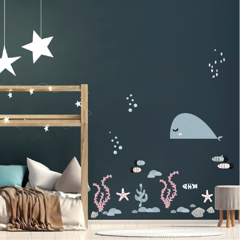 Sfeerafbeelding van de Fishie Fishies muursticker collectie