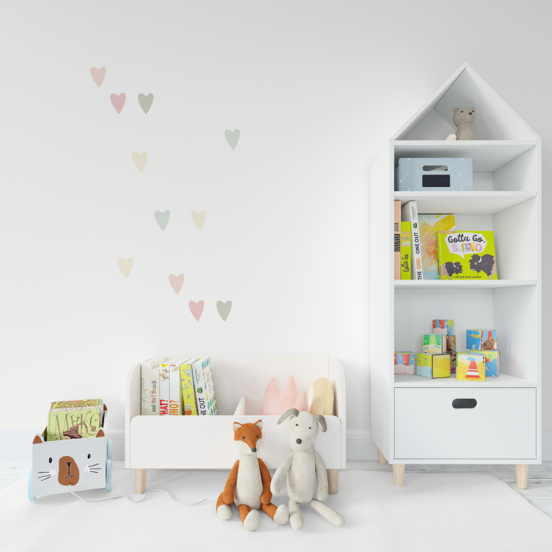 Gekleurde hartjes muurstickers - LM Baby Art | Muurdecoratie voor de allerkleinsten