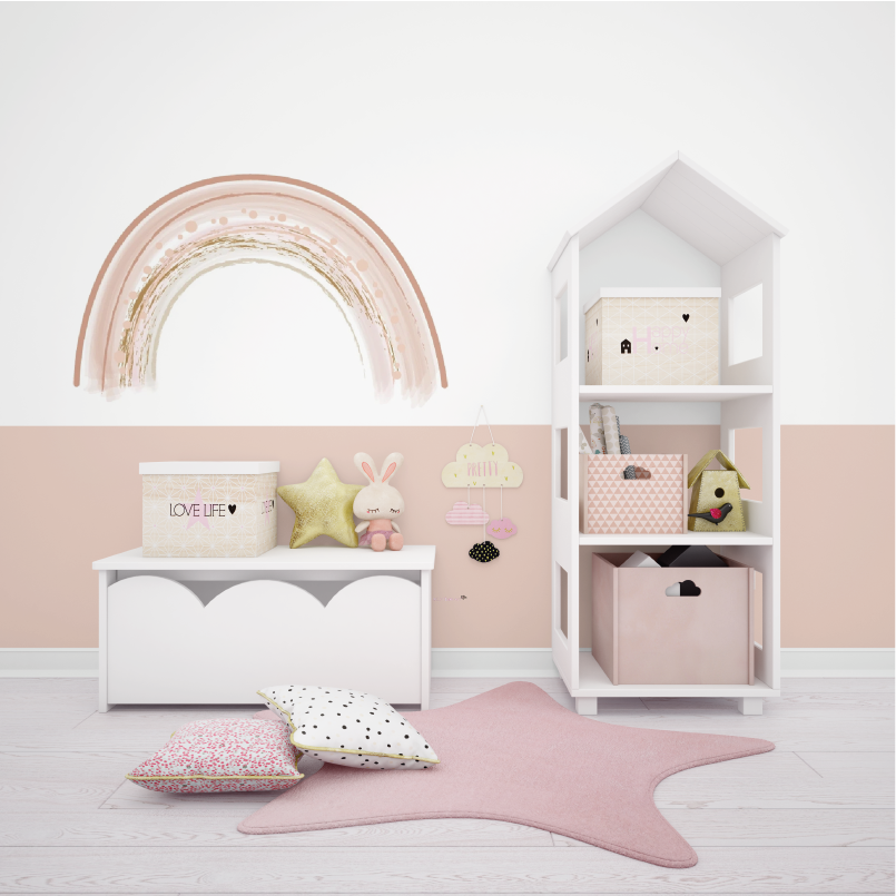 Muursticker grote regenboog - Nude tinten - LM Baby Art | Muurdecoratie voor de allerkleinsten