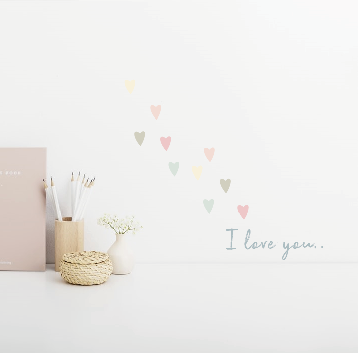 Gekleurde hartjes muurstickers - LM Baby Art