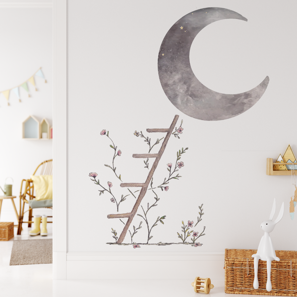Grote maan muursticker | 66x64cm groot - LM Baby Art | Muurdecoratie voor de allerkleinsten