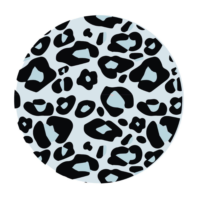 Blauw zwarte panterprint muurcirkel