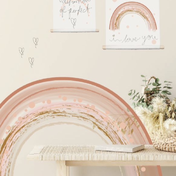Muursticker grote regenboog - Nude tinten - LM Baby Art | Muurdecoratie voor de allerkleinsten