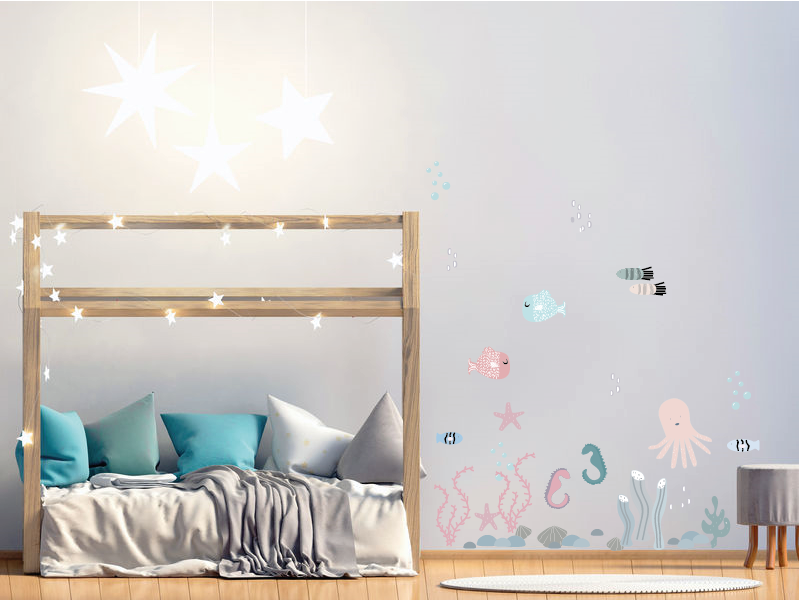 Sfeerafbeelding van de Fishie Fishies muursticker collectie