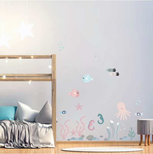 Sfeerafbeelding van de Fishie Fishies muursticker collectie