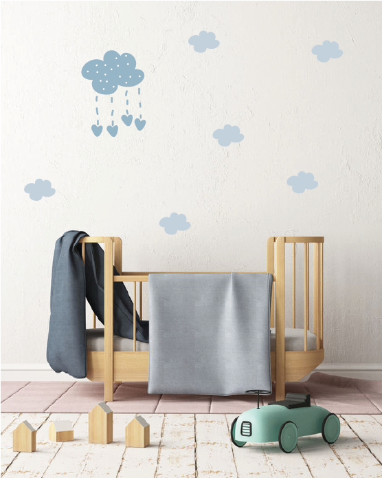 My little rainbow - Wolken met hartjes muurstickers - LM Baby Art