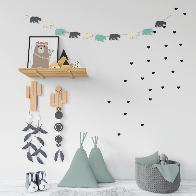 Kleine hartjes muurstickers | 80 hartjes stickers - LM Baby Art | Muurdecoratie voor de allerkleinsten