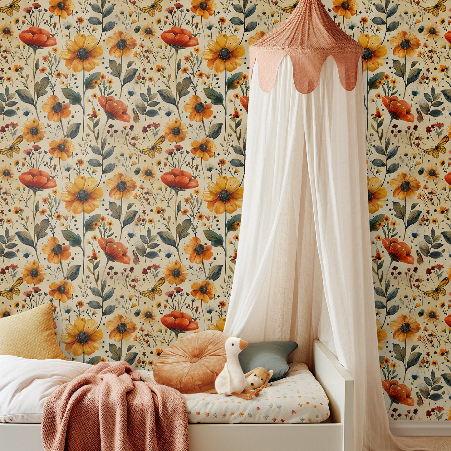 Behang bloemen motief - LM Baby Art 