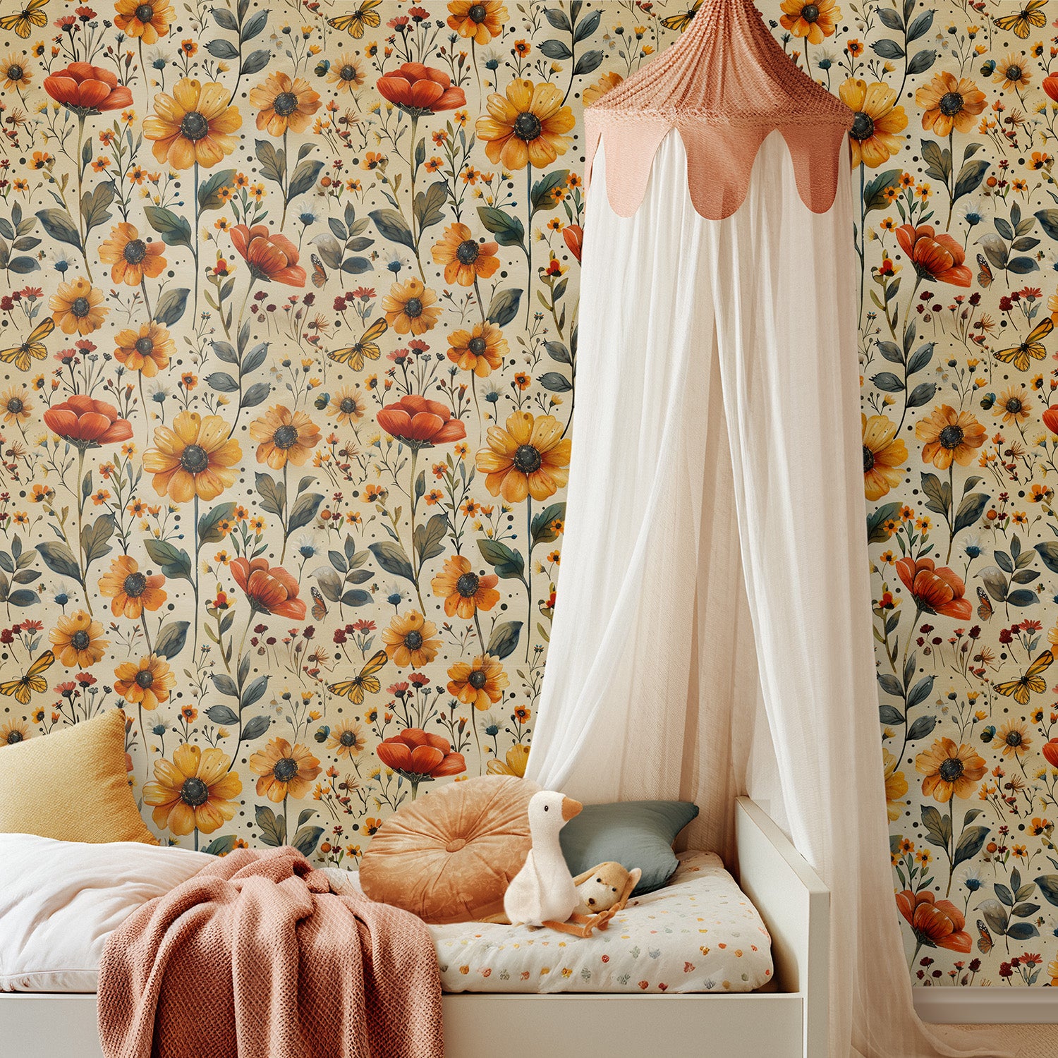 Behang bloemen motief - LM Baby Art 