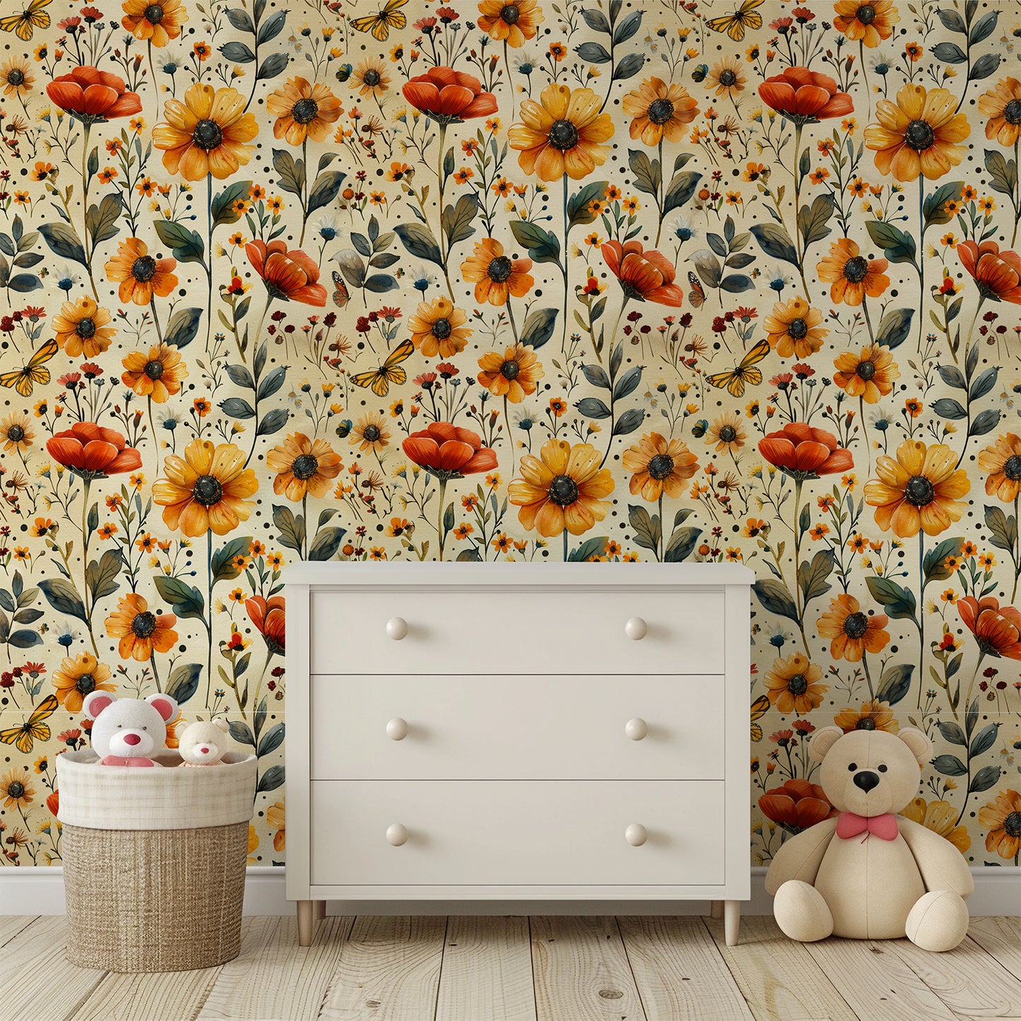 Behang bloemen motief - LM Baby Art 