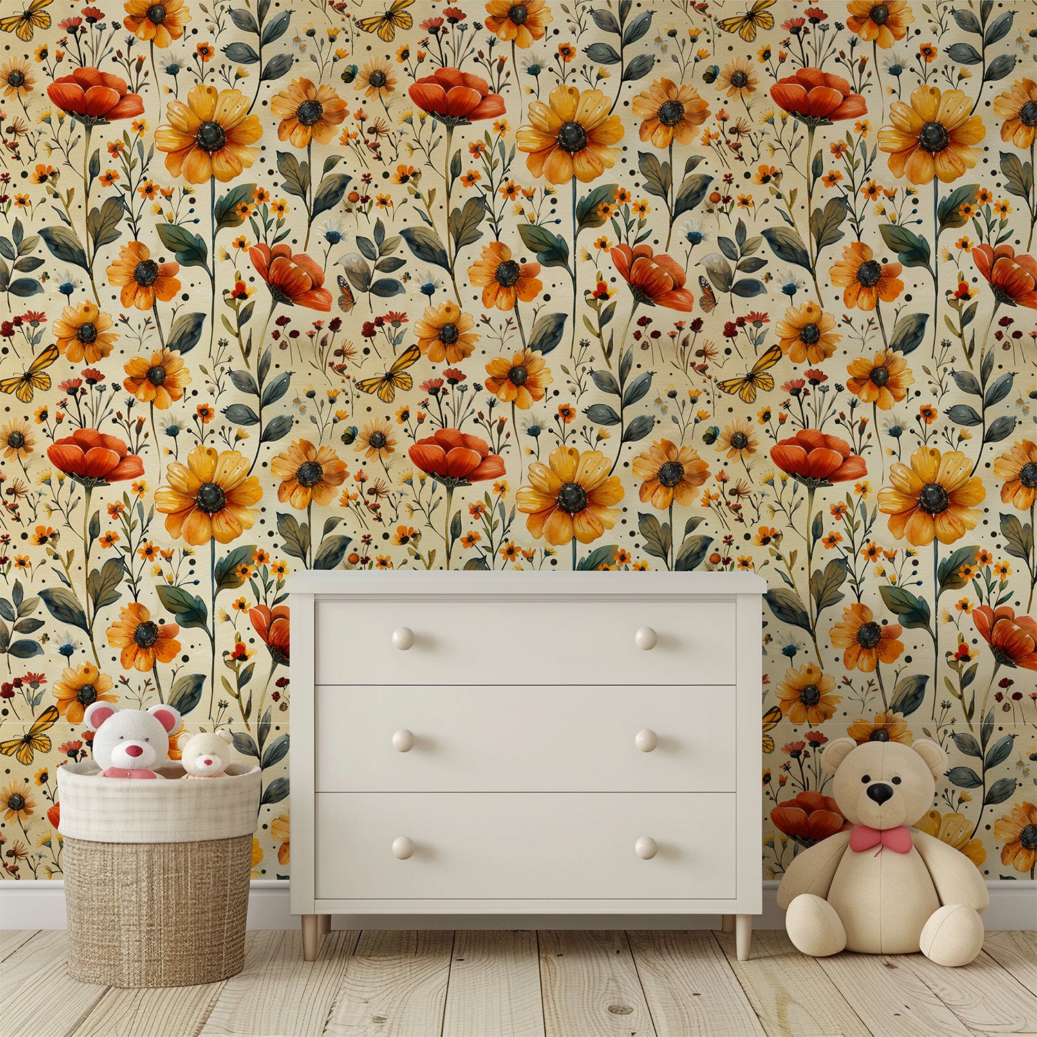 Behang bloemen motief - LM Baby Art 