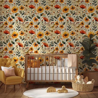 Behang bloemen motief - LM Baby Art 