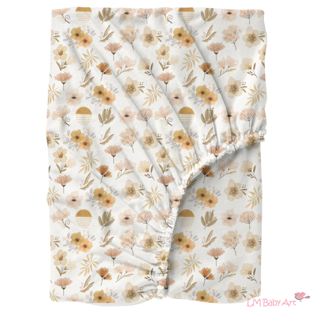 Hoeslaken wieg bloemen patroon