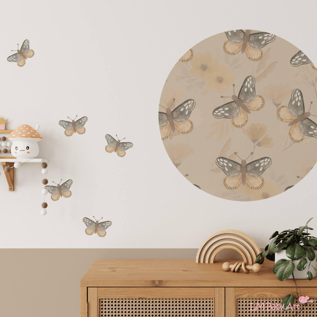muurcirkel vlinders en bloemen