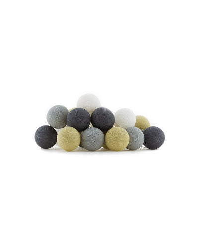 licht slinger cotton balls sand/grijs