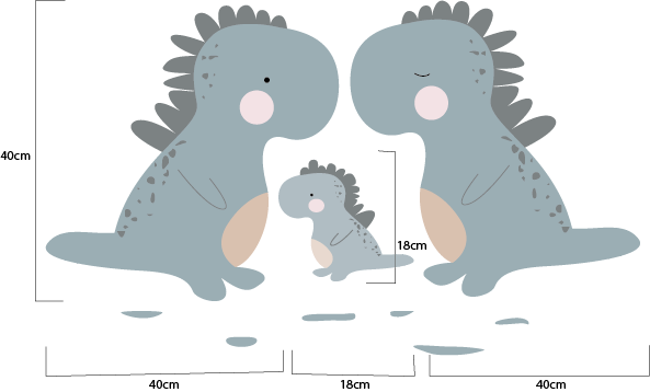 Dino familie muursticker - LM Baby Art