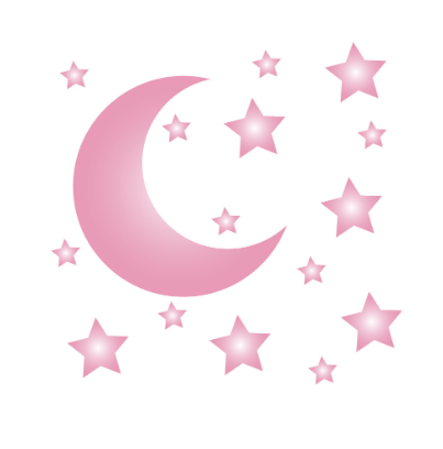 Roze maan en sterren muurstickers