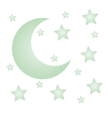 Licht groene maan en sterren muurstickers
